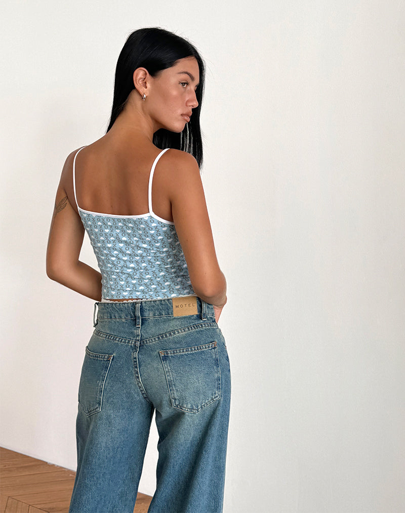 imagen de Isna Cami Top en Powder Blue XO Heart Print