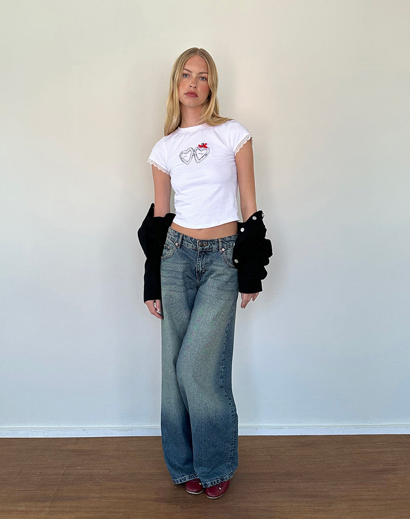 Imagen de Izzy Tee with Me Always Motif in White with Bow
