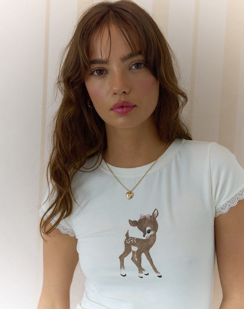 Imagen de Izzy Top en Blanco roto Estampado Ciervo