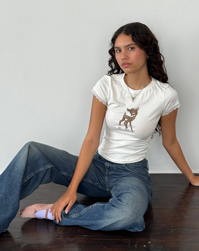 Imagen de Izzy Top en Blanco roto Estampado Ciervo