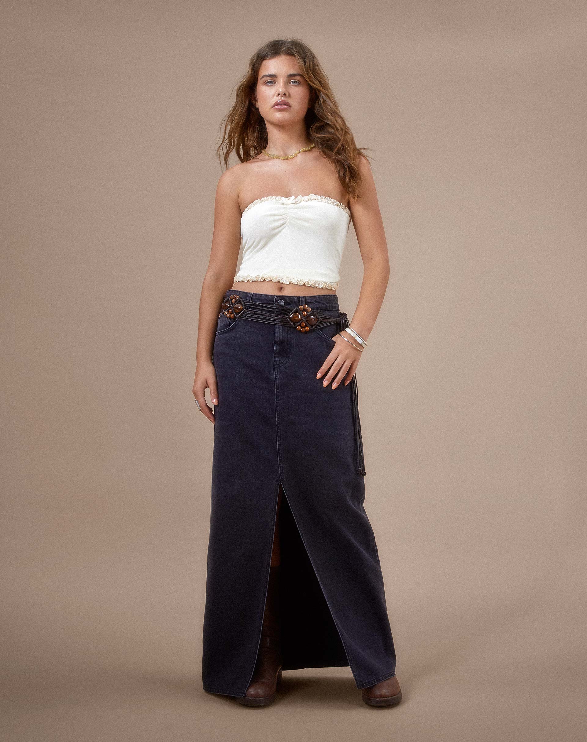 Imagen de Jachai Frill Detail Bandeau Top en Off White