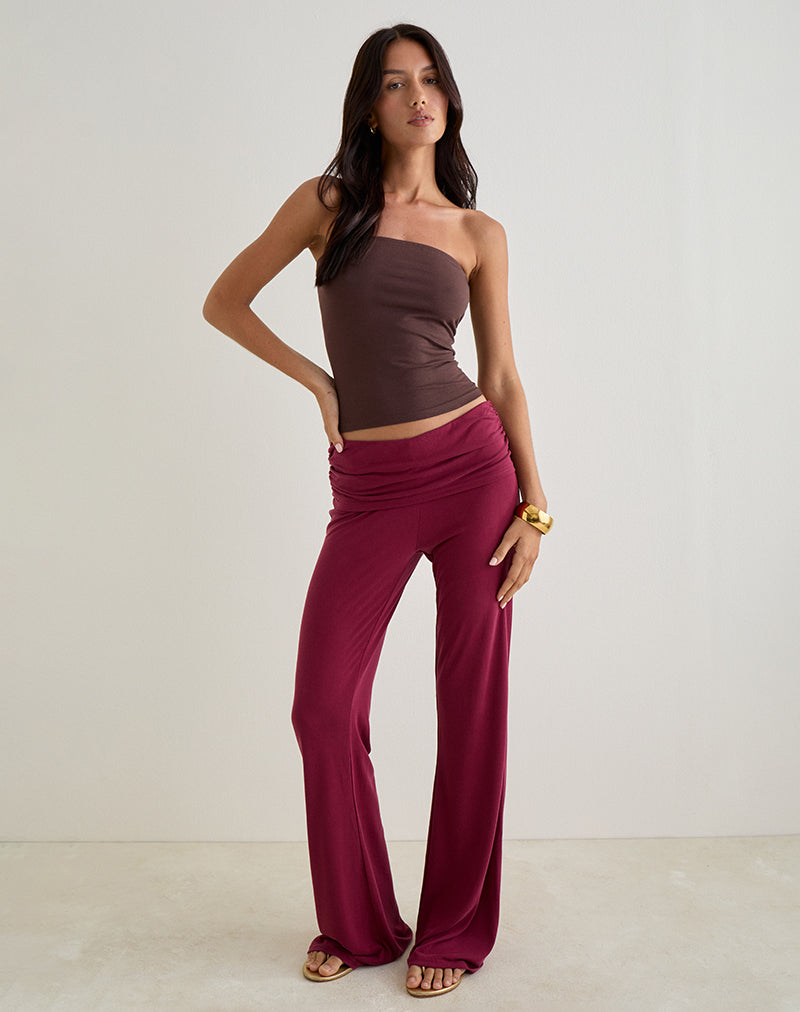 Imagen de Jacita Pantalones de tiro bajo en Cupro Borgoña