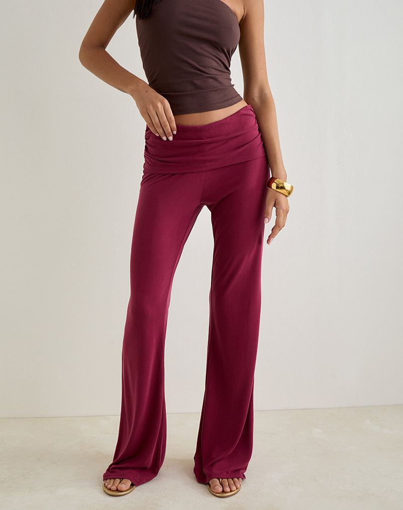 Imagen de Jacita Pantalones de tiro bajo en Cupro Borgoña