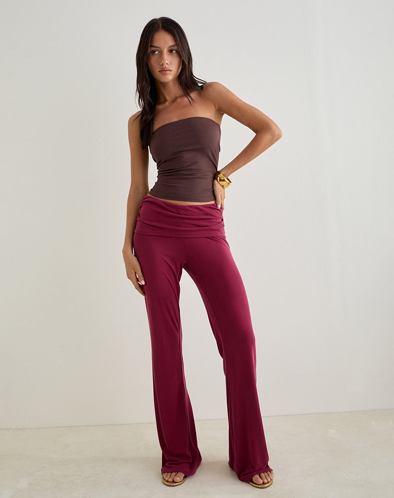 Imagen de Jacita Pantalones de tiro bajo en Cupro Borgoña