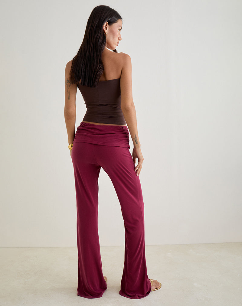 Imagen de Jacita Pantalones de tiro bajo en Cupro Borgoña