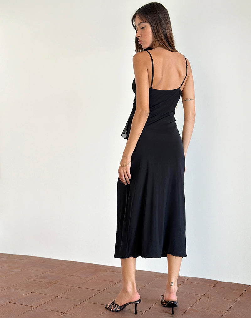 imagen de Jacy Ruffle Midi Dress in Mesh Black
