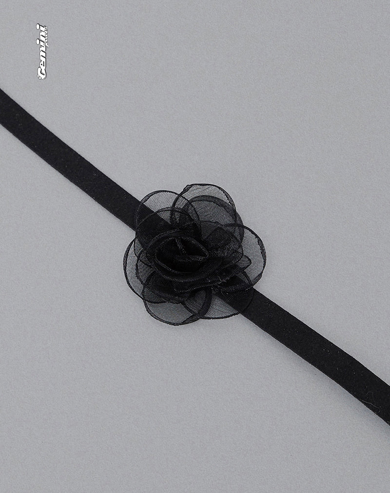Imagen de Jada Black Rose Choker Necklace de Gemini Jewels