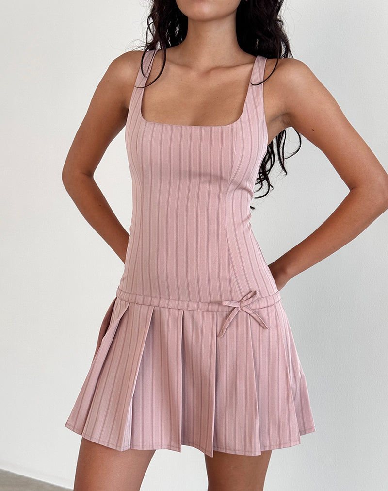 Imagen de Jadzia Minivestido con cintura caída en raya diplomática rubor