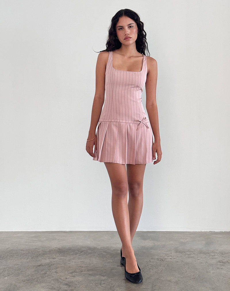 Imagen de Jadzia Minivestido con cintura caída en raya diplomática rubor