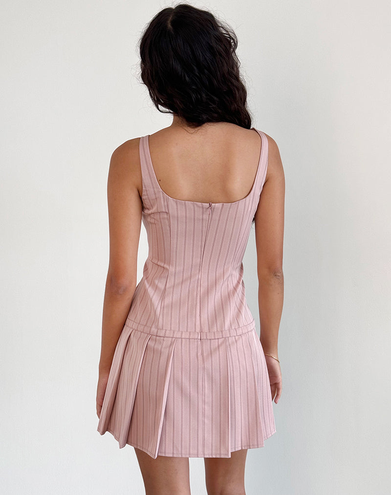 Imagen de Jadzia Minivestido con cintura caída en raya diplomática rubor