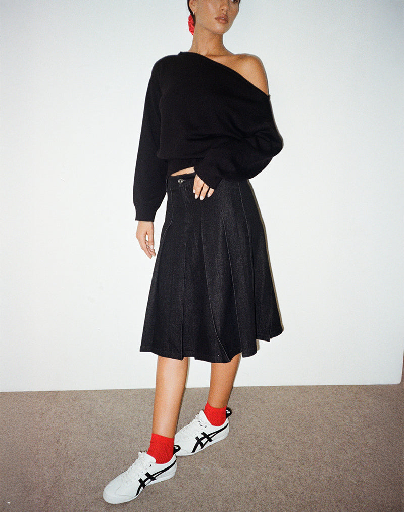 Imagen de Sanjani Falda Midi en Chambray Oscuro