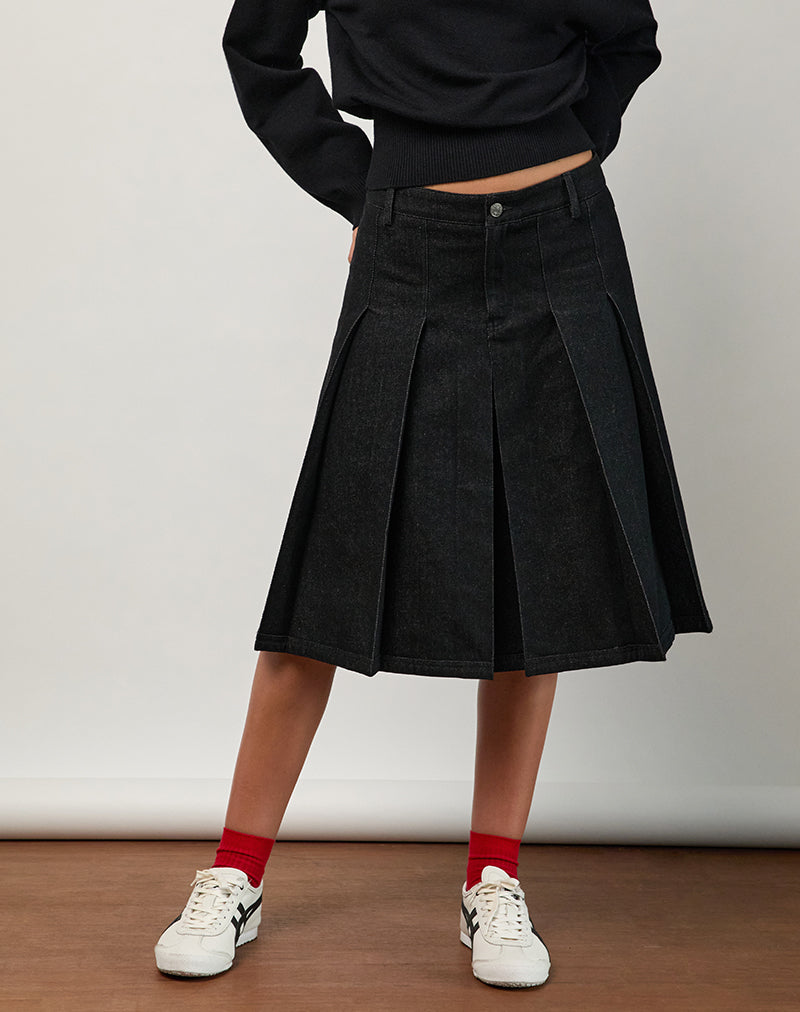 Sanjani Falda Midi en Chambray Oscuro