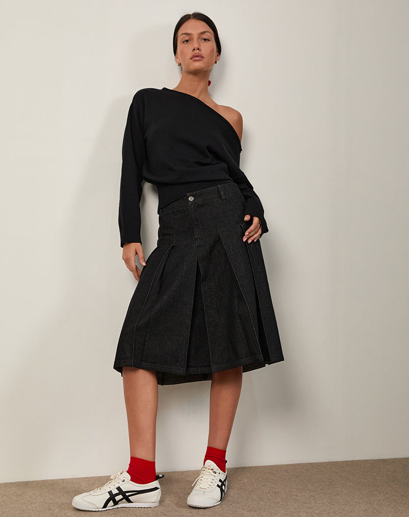 Imagen de Jalira Asymmetric Cinch Jumper in Stripe Negro