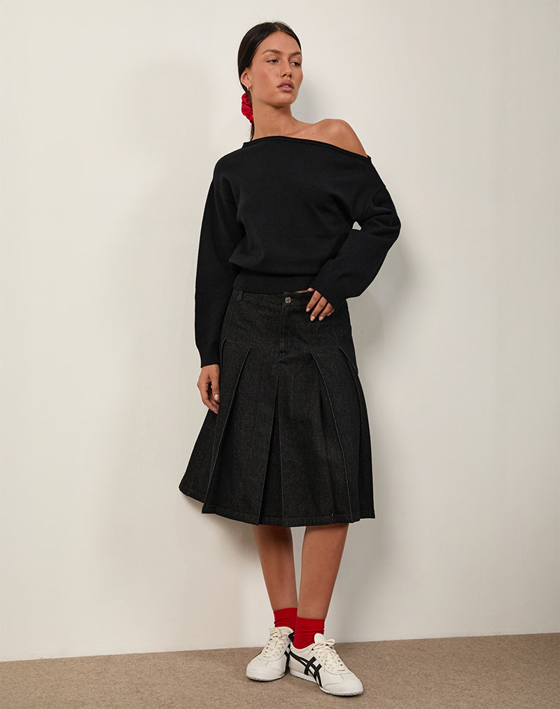 Imagen de Sanjani Falda Midi en Chambray Oscuro
