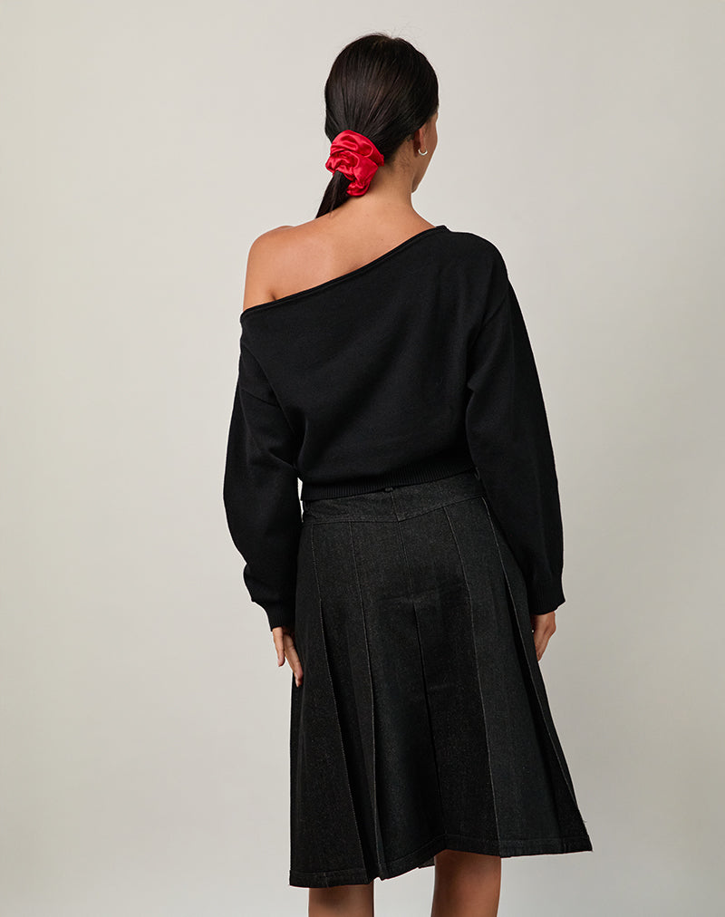 Imagen de Jalira Asymmetric Cinch Jumper in Stripe Negro
