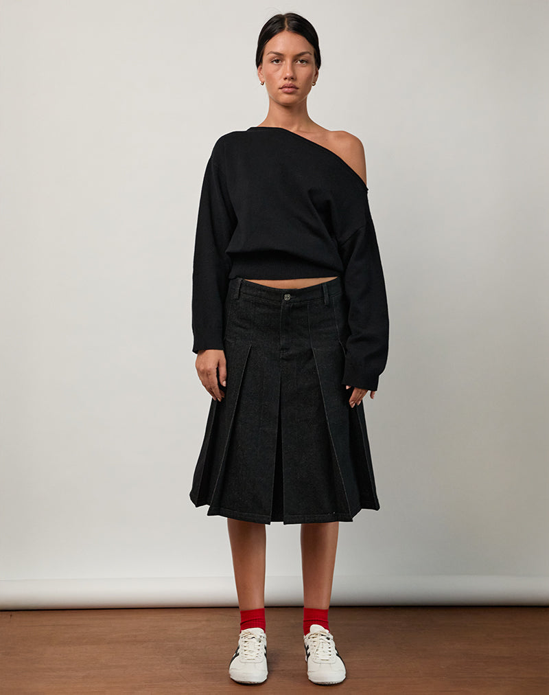 Imagen de Jalira Asymmetric Cinch Jumper in Stripe Negro