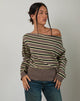 Imagen de Jalira Asymmetric Cinch Jumper in Stripe Brown and Yellow