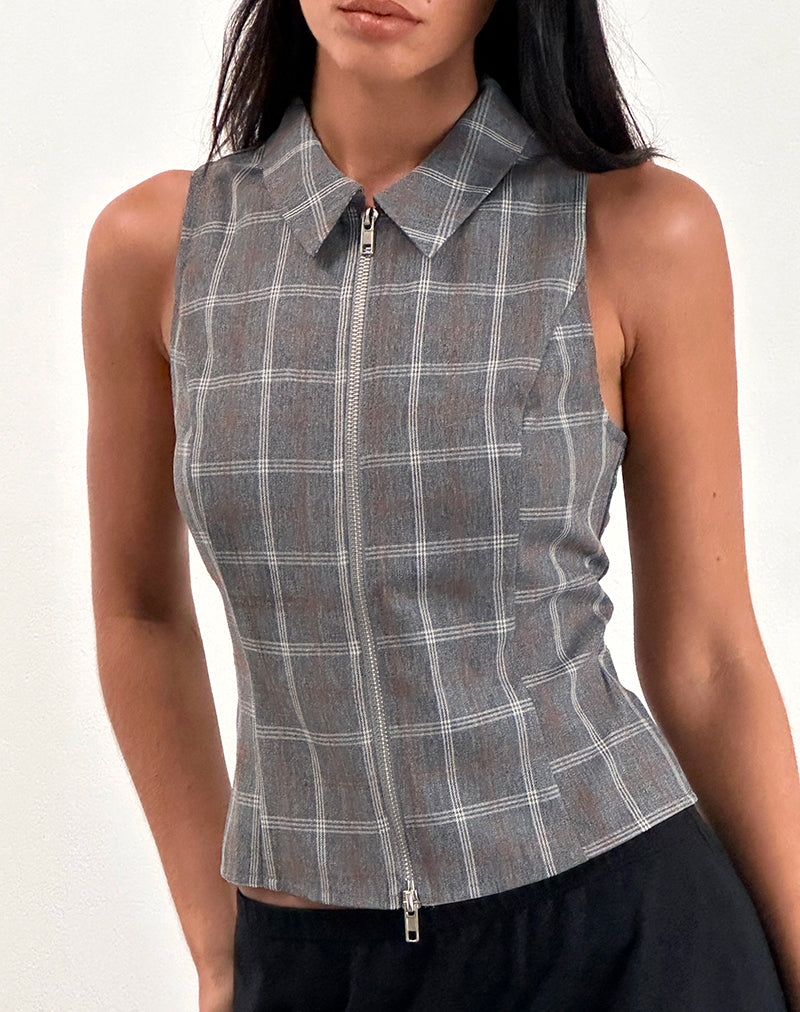 Imagen de Janae Zip Vest Top in Grey Check