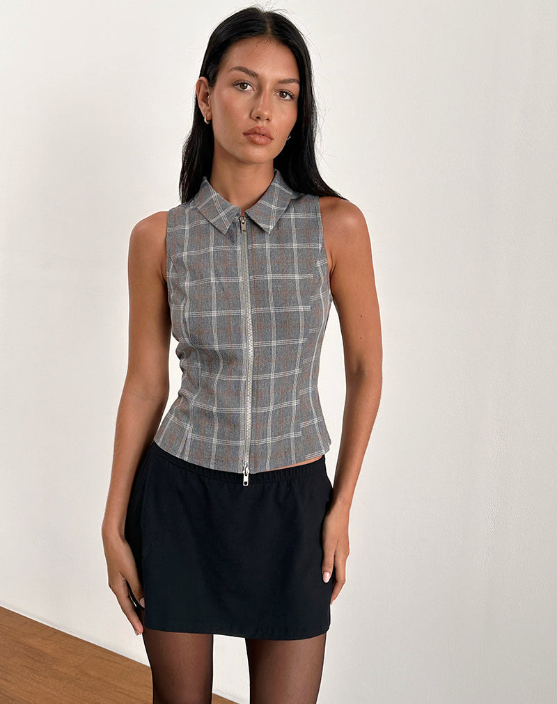 Imagen de Janae Zip Vest Top in Grey Check