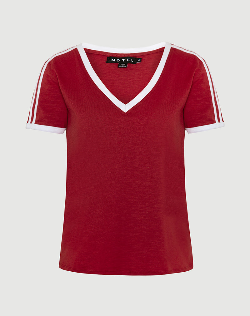 Imagen de Janan Top en rojo adrenalina con ribete blanco