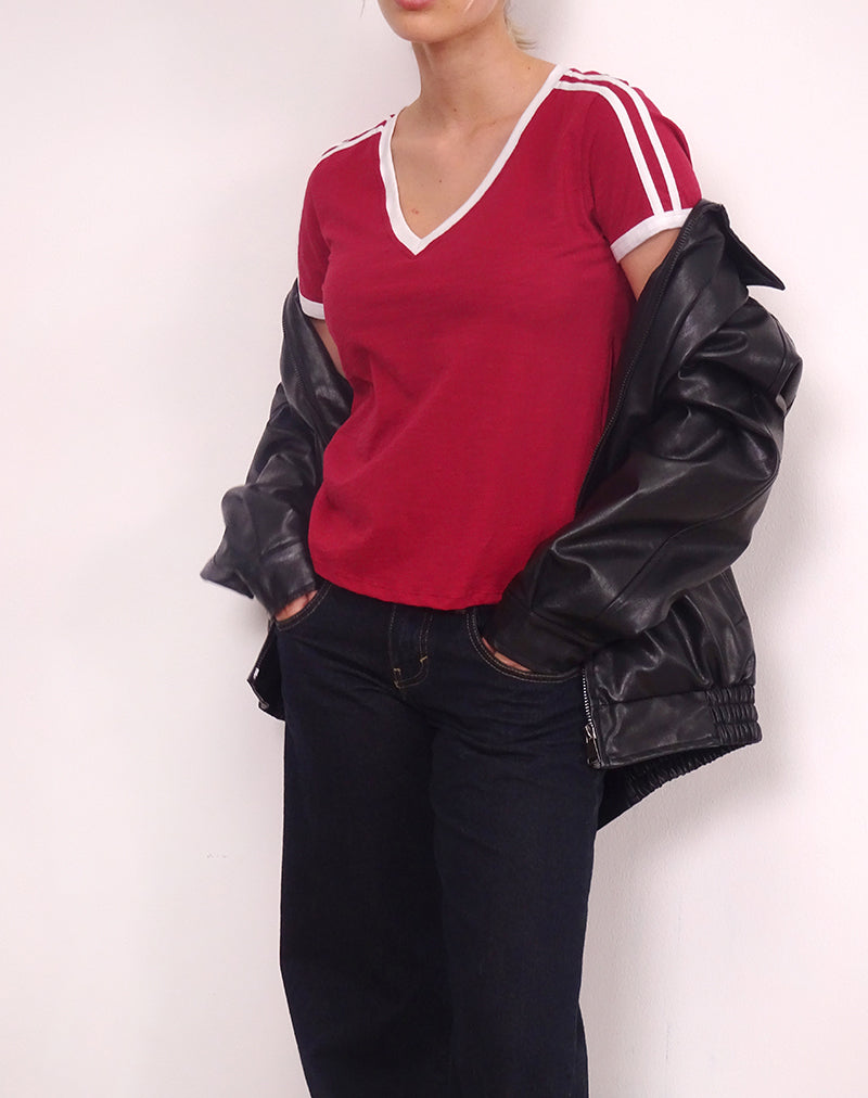 Imagen de Janan Top en rojo adrenalina con ribete blanco