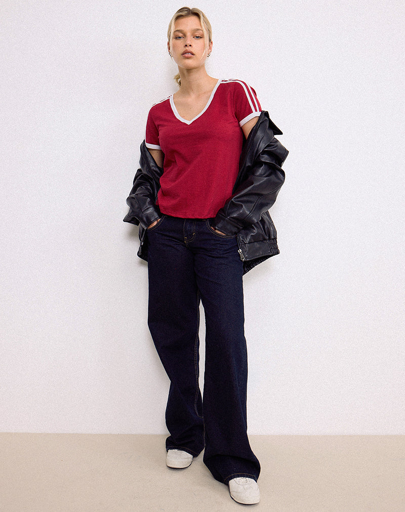 Imagen de Janan Top en rojo adrenalina con ribete blanco