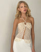 Imagen de Janar Top Cuello Haltern en Flock Floral Beige Dainty