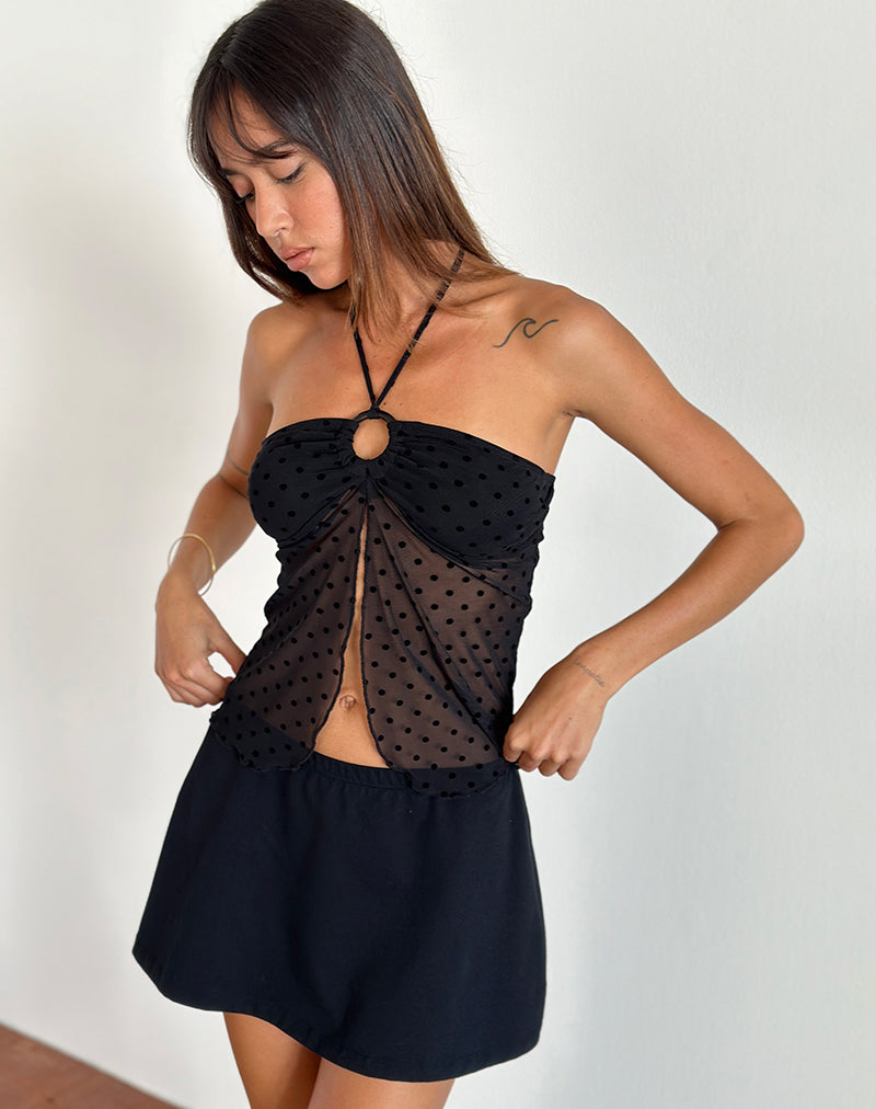 Imagen de Janar Top Cuello Haltern en Basic Polka Flock Negro