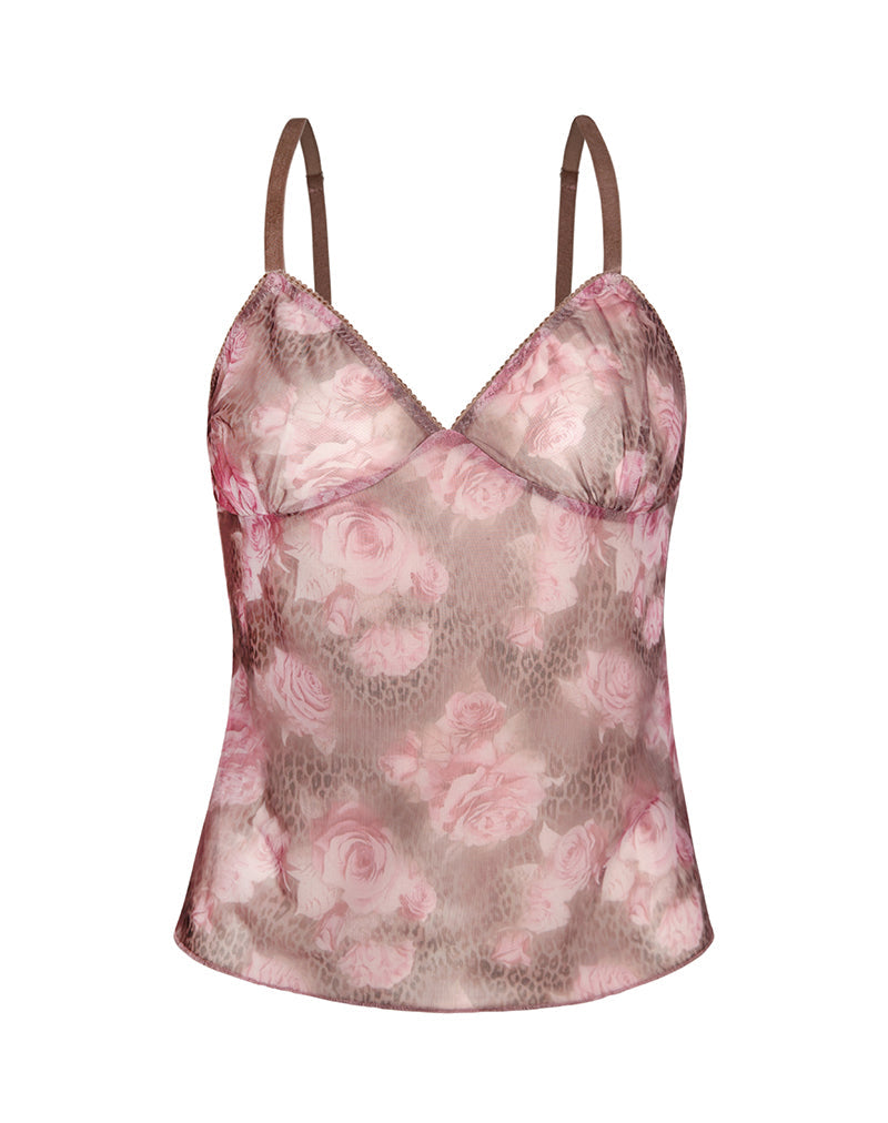Imagen de Janari Cami Top en Malla Rosa Leopardo