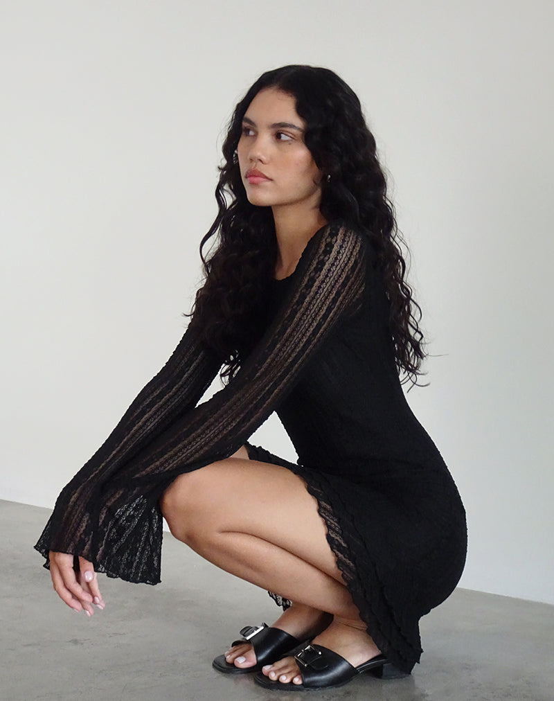 Imagen de Janawa Mini Vestido sin Espalda de Encaje Negro