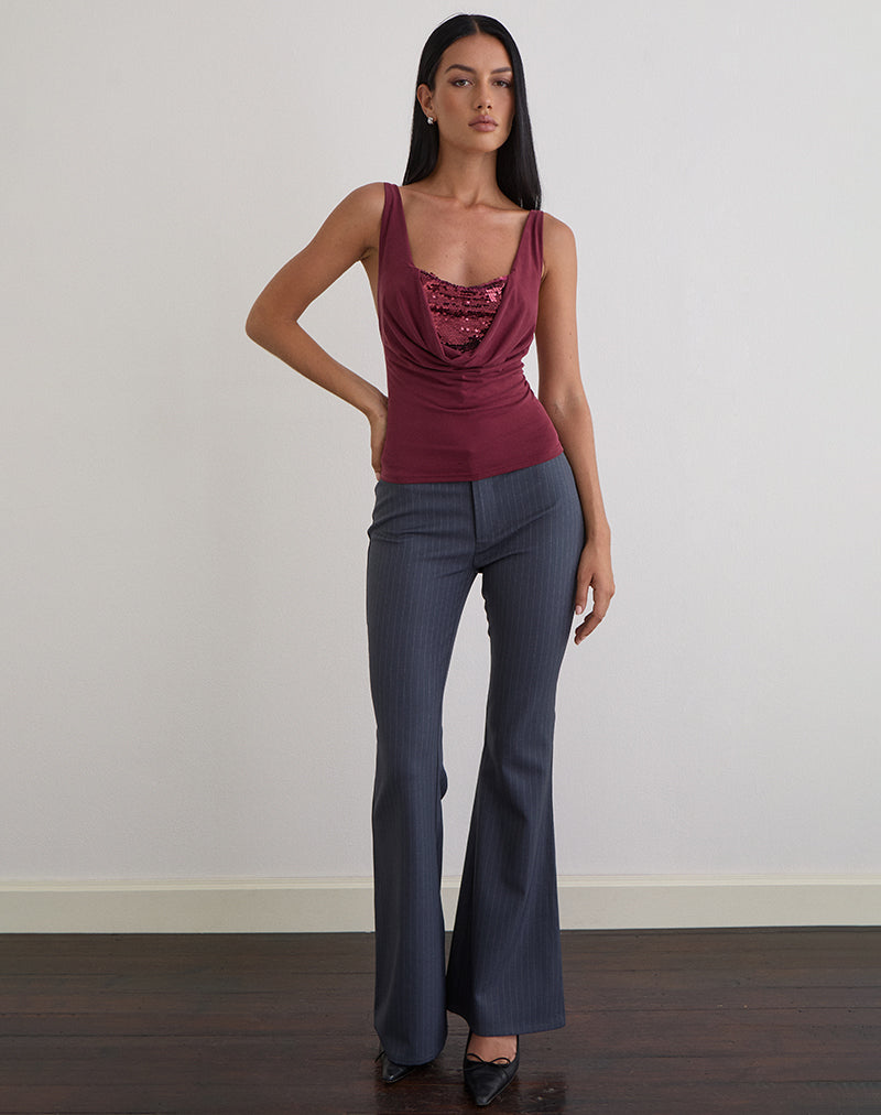 Imagen de Janice Top de punto de lentejuelas Borgoña