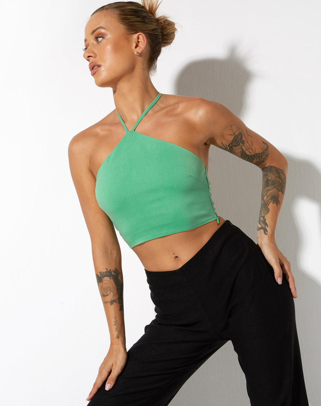 Janli Crop Top en sastrería verde