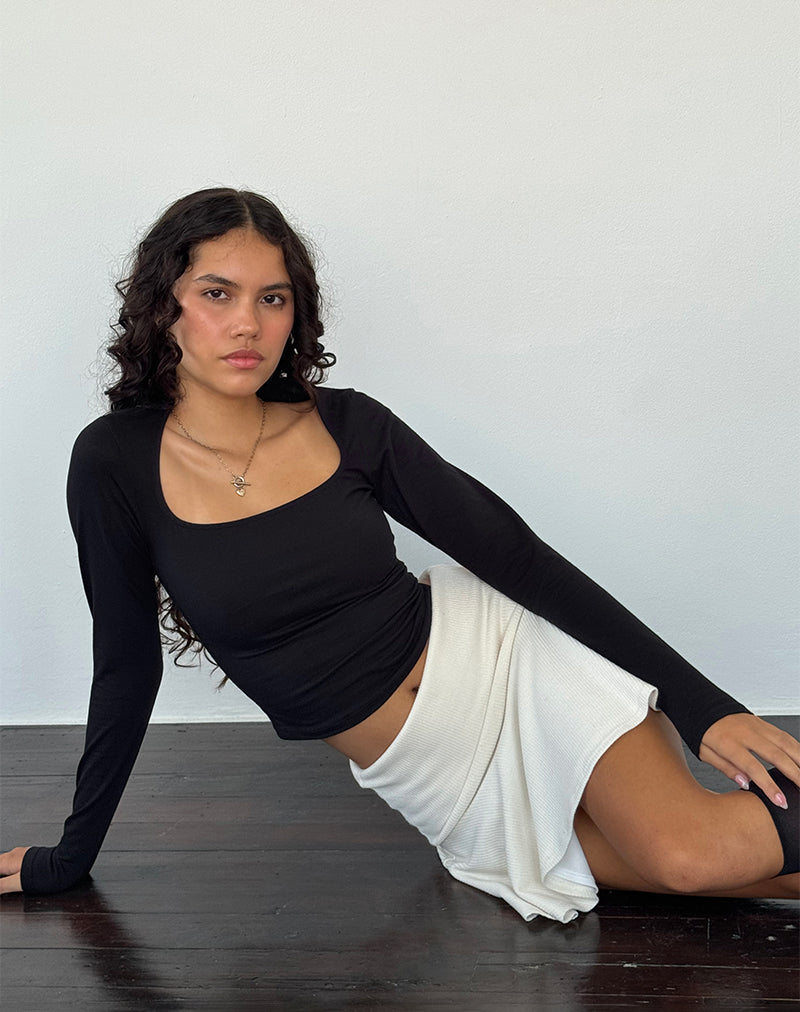 Top de manga larga de licra Jansu en negro