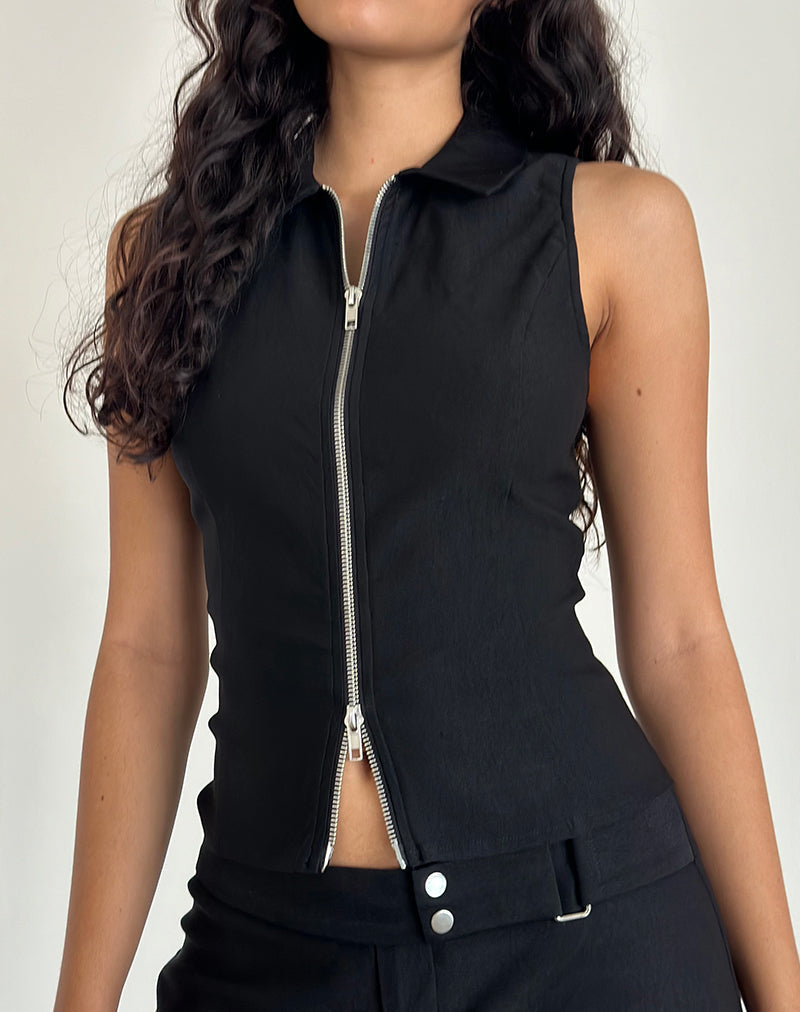 Imagen de Janae Vest Top in Stretch Tailoring Negro