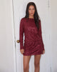 Imagen de Jasilia Mini Vestido de Manga Larga de Lentejuelas Rojo