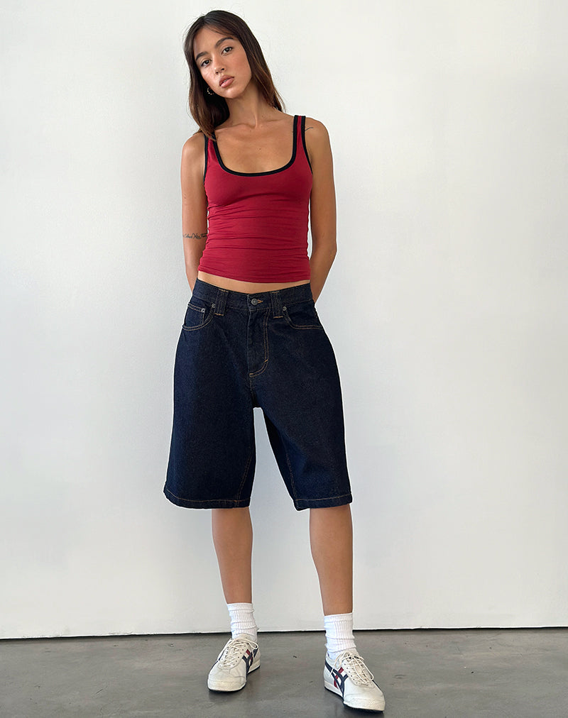 Top Jastiya en rojo adrenalina con ribete negro