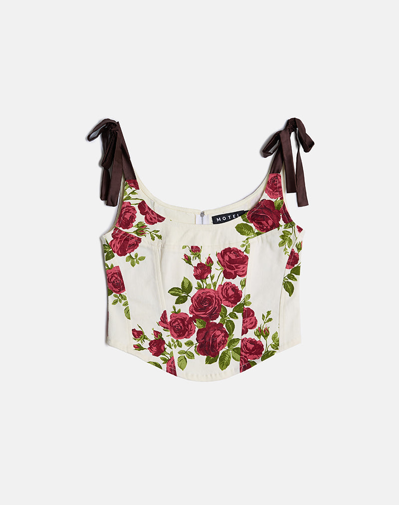 Imagen de Jatmi Corset Top en Bouquet Roses Crema