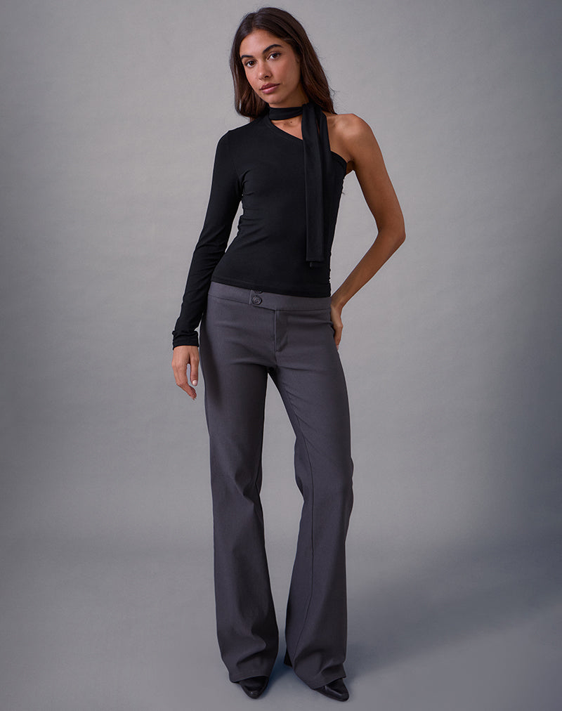 Imagen de Jayahe Top de una manga en punto de rayón Negro