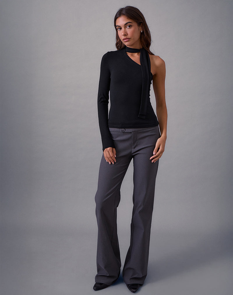 Imagen de Jayahe Top de una manga en punto de rayón Negro