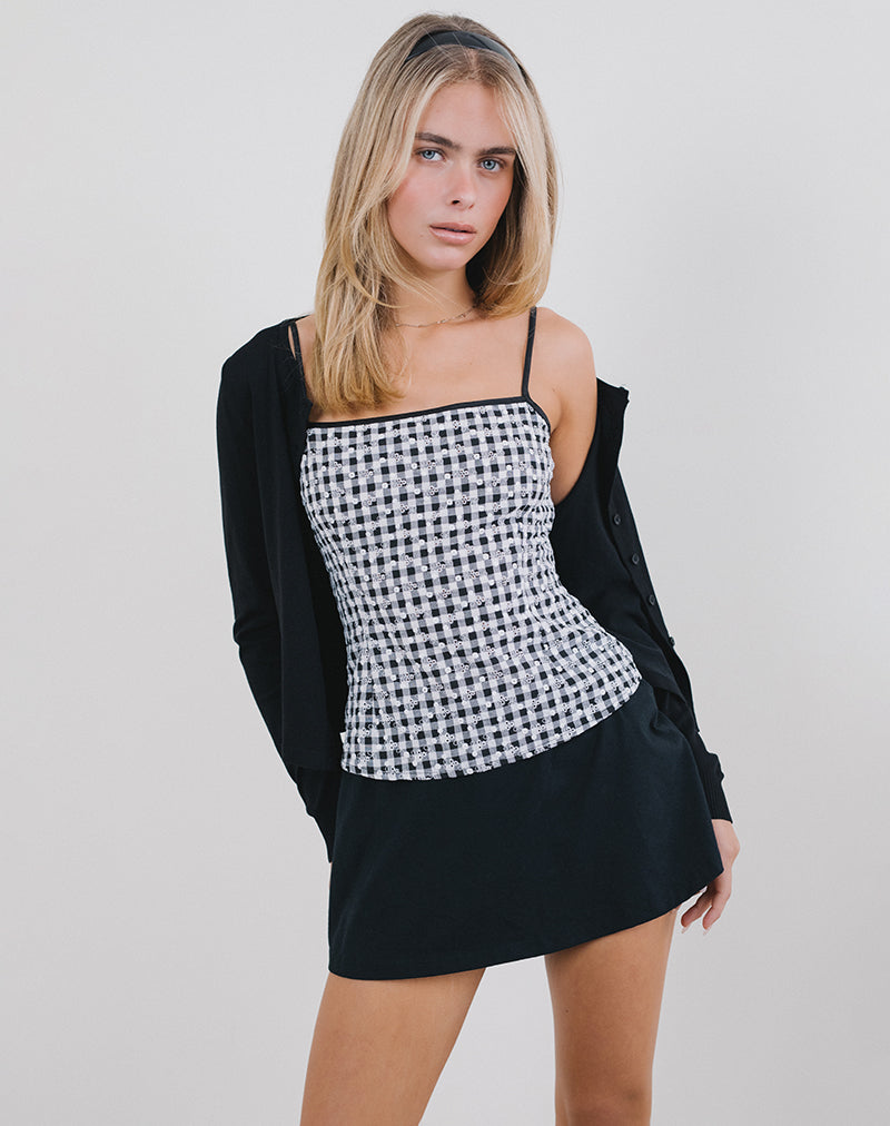 Cami Top Jeiha de Guinga Floral Negro