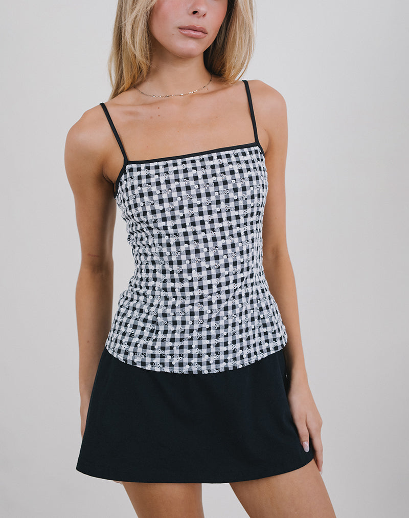 Cami Top Jeiha de Guinga Floral Negro