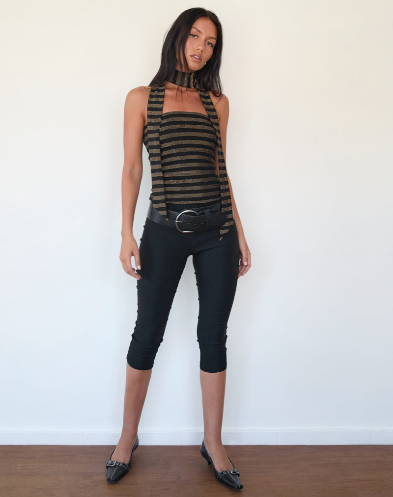 Imagen de Jeldia Conjunto de top y bufanda en lurex rayas doradas