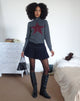 Imagen de Jimena Zip Through Cardigan in Grey with Burgundy Star Motif