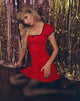 Imagen de Jinae Mini Vestido con Pliegues en Polka Sateen Rojo