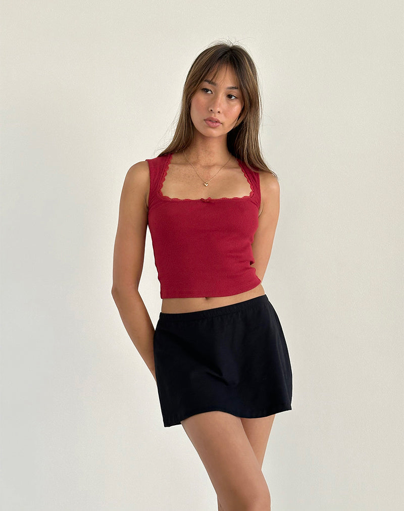 Imagen de Jinila Top Rojo Adrenalina Con Lazo Y Encaje