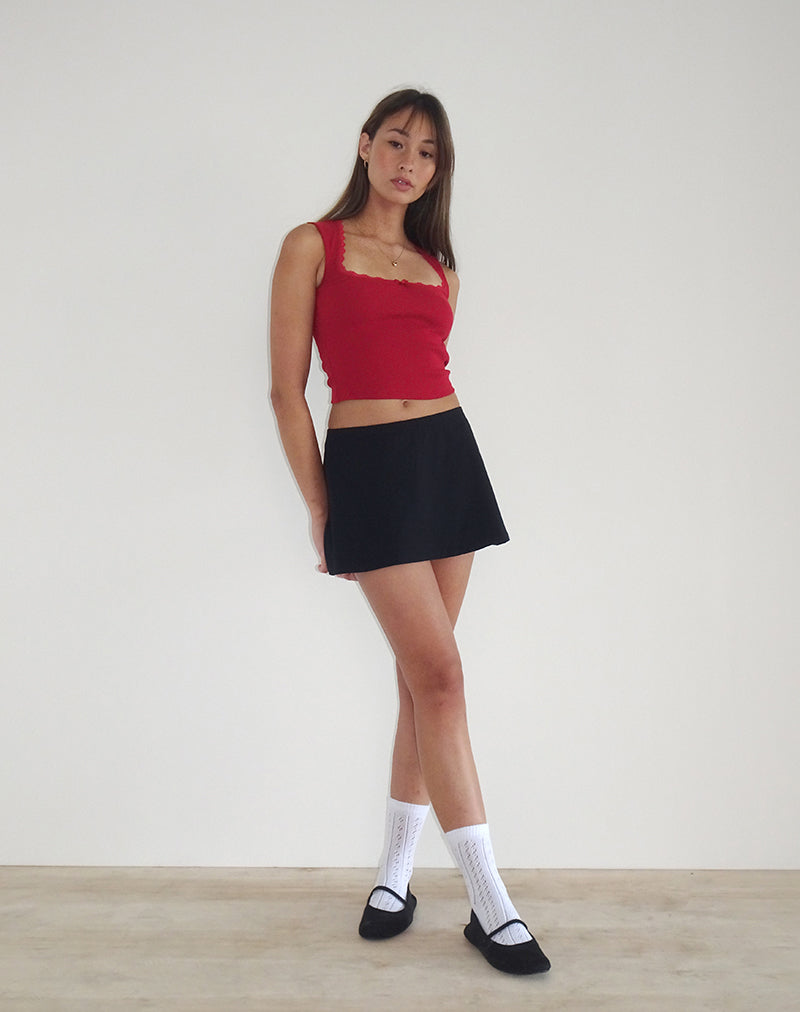 Imagen de Jinila Top Rojo Adrenalina Con Lazo Y Encaje