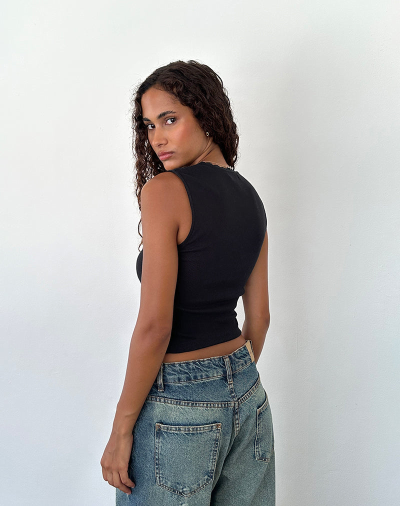 Imagen de Jinila Top negro con encaje y lazo