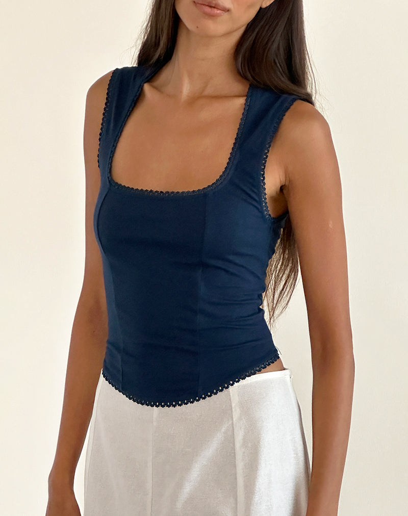 Imagen de Jinisa Corset Top en Azul Marino