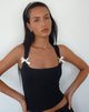 Imagen de Jiniso Crop Top negro con lazos marfil