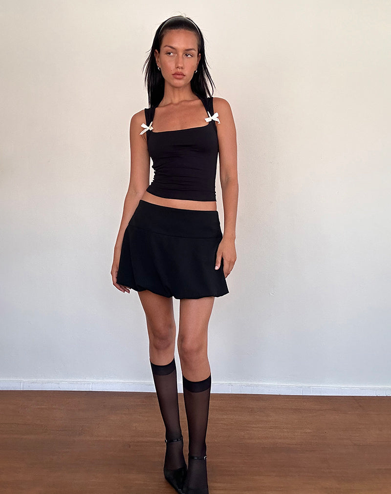 Imagen de Jiniso Crop Top negro con lazos marfil